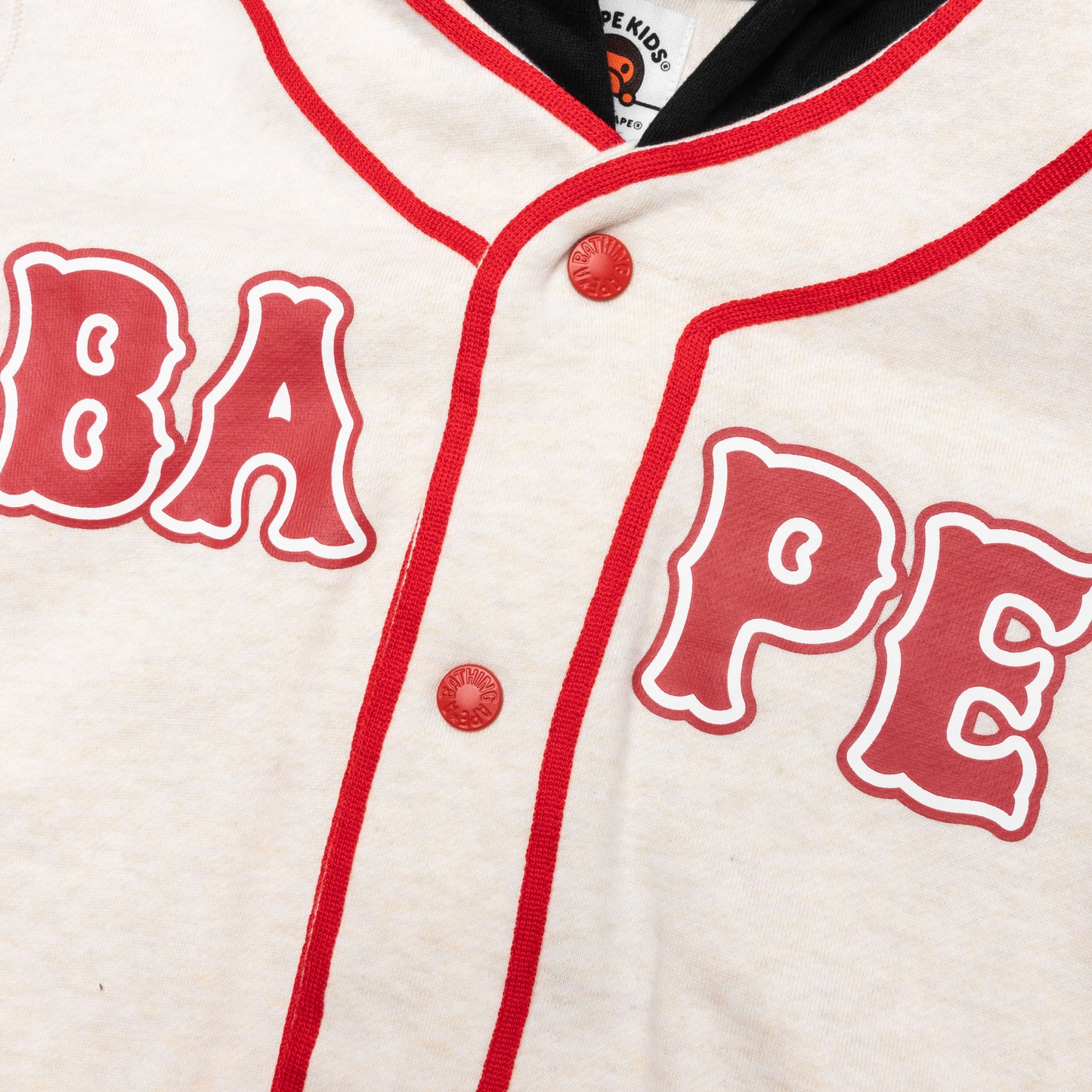 Kid's Bape Logo Layered Baseball Sweatshirt - Ivory