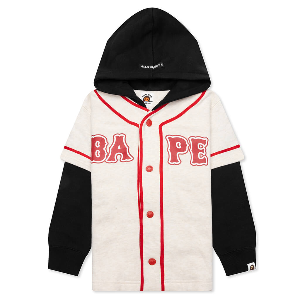 Kid's Bape Logo Layered Baseball Sweatshirt - Ivory