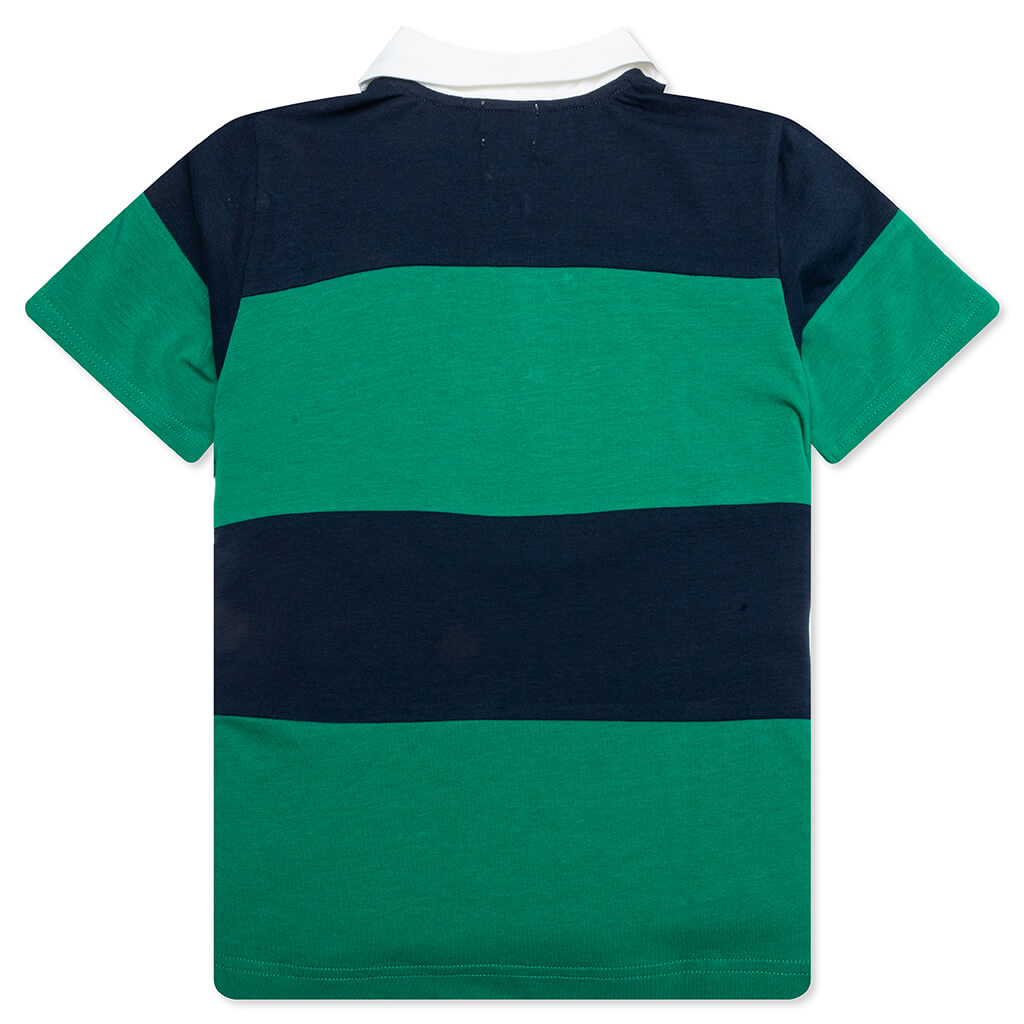 Kid's College Panel Stripe Polo Shirt - Navy