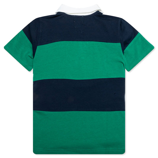 Kid's College Panel Stripe Polo Shirt - Navy
