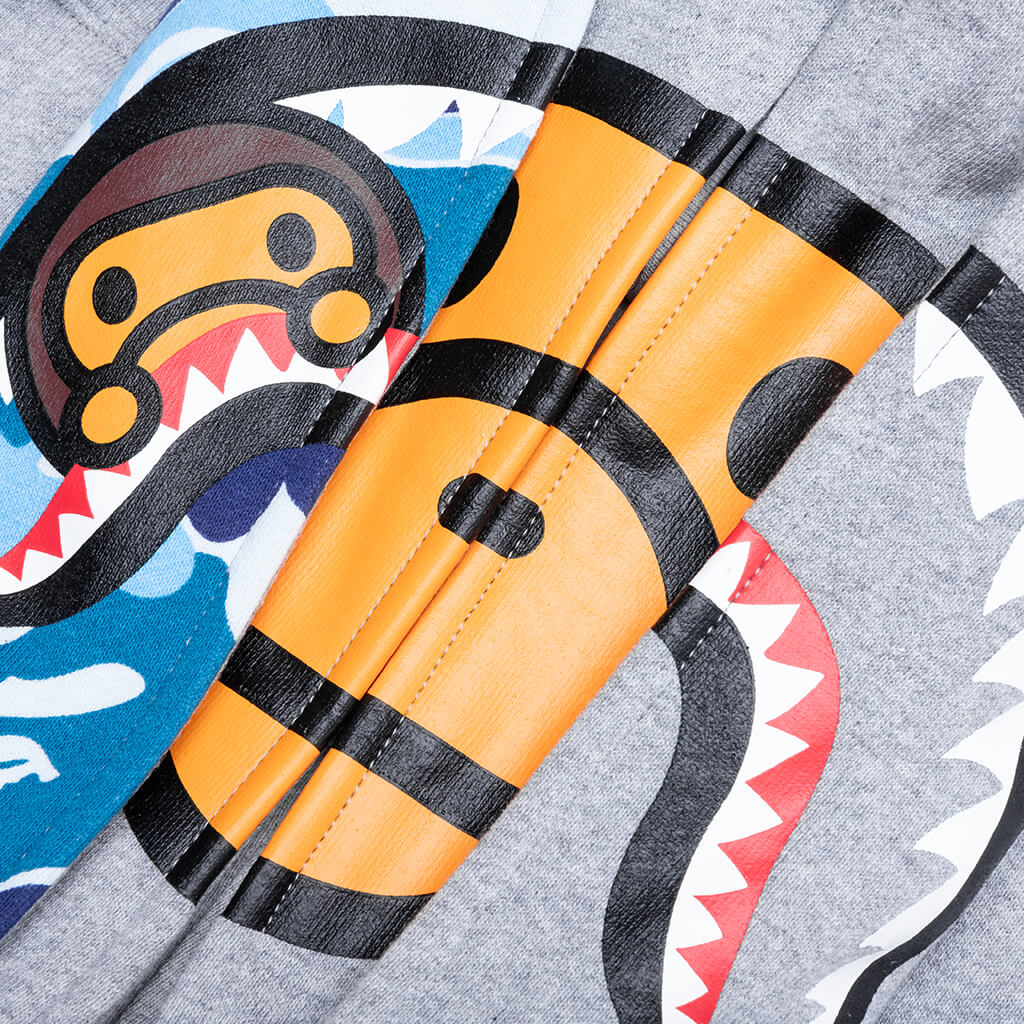 Kid's Milo Shark Zip Double Hoodie - Gray