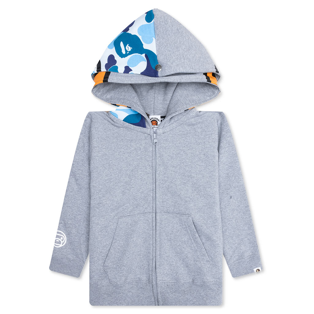 Kid's Milo Shark Zip Double Hoodie - Gray
