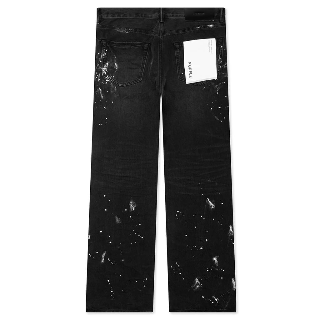 Knee Slit Paint Splatters Jeans - Black