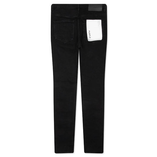 P002 Knee Slit Rinse Slim Denim Pants - Black