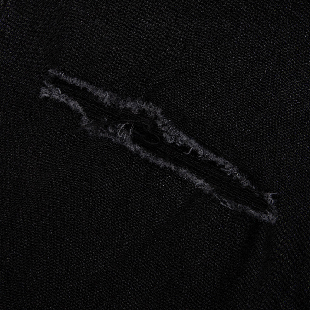 P002 Knee Slit Rinse Slim Denim Pants - Black