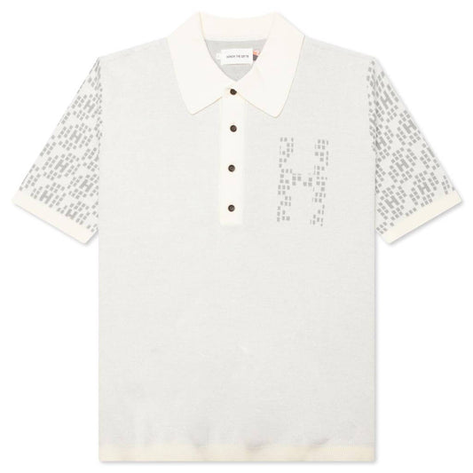 Knit H Pattern Polo - Bone