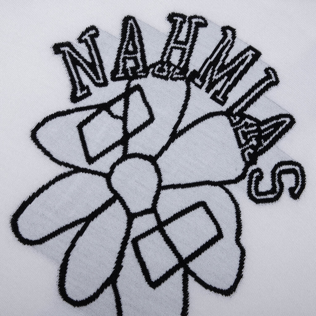 Knit Flower Boxy Tee - White