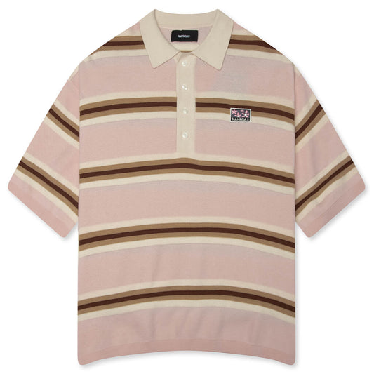 Knit Striped Polo - Soft Pink Stripe
