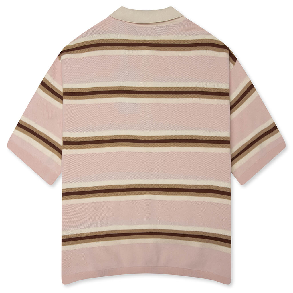 Knit Striped Polo - Soft Pink Stripe