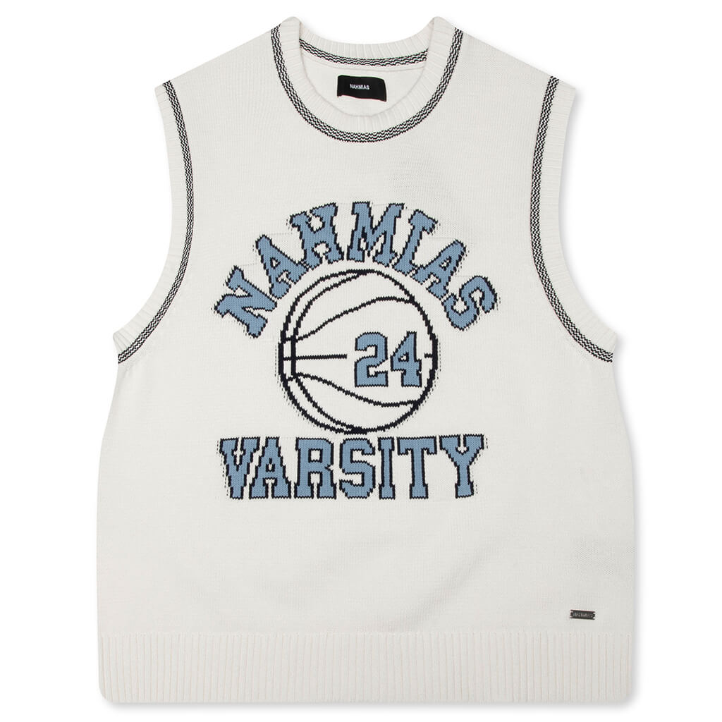 Knit Varsity Basketball Jersey - White