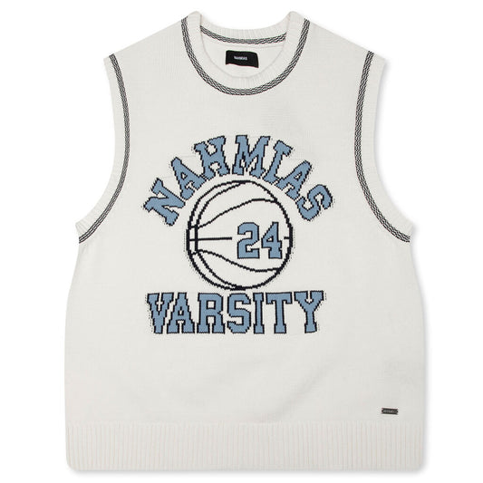 Knit Varsity Basketball Jersey - White