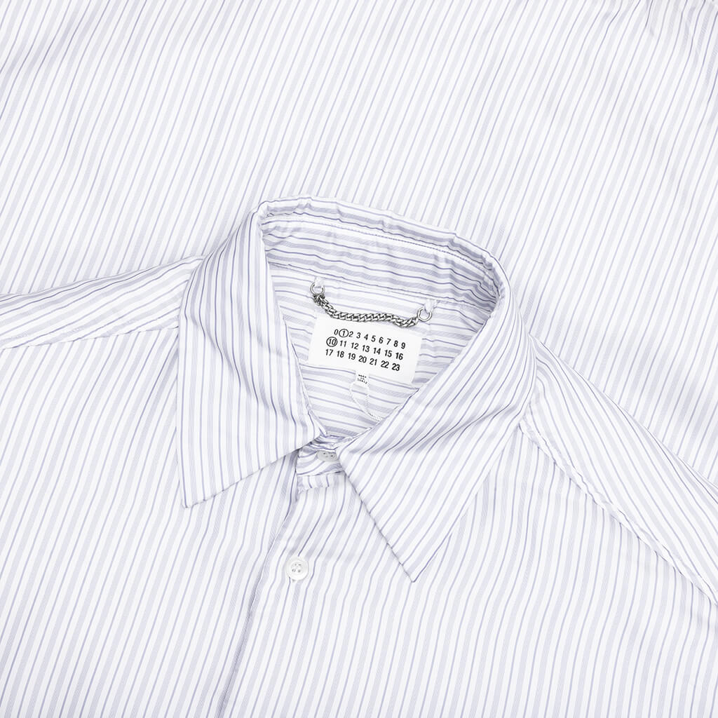 Padded Stripe L/S Shirt - Blue