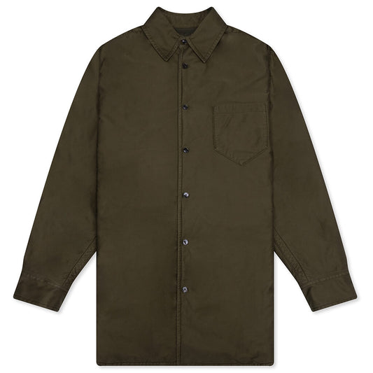 Padded Cotton Satin Shirt - Military Green