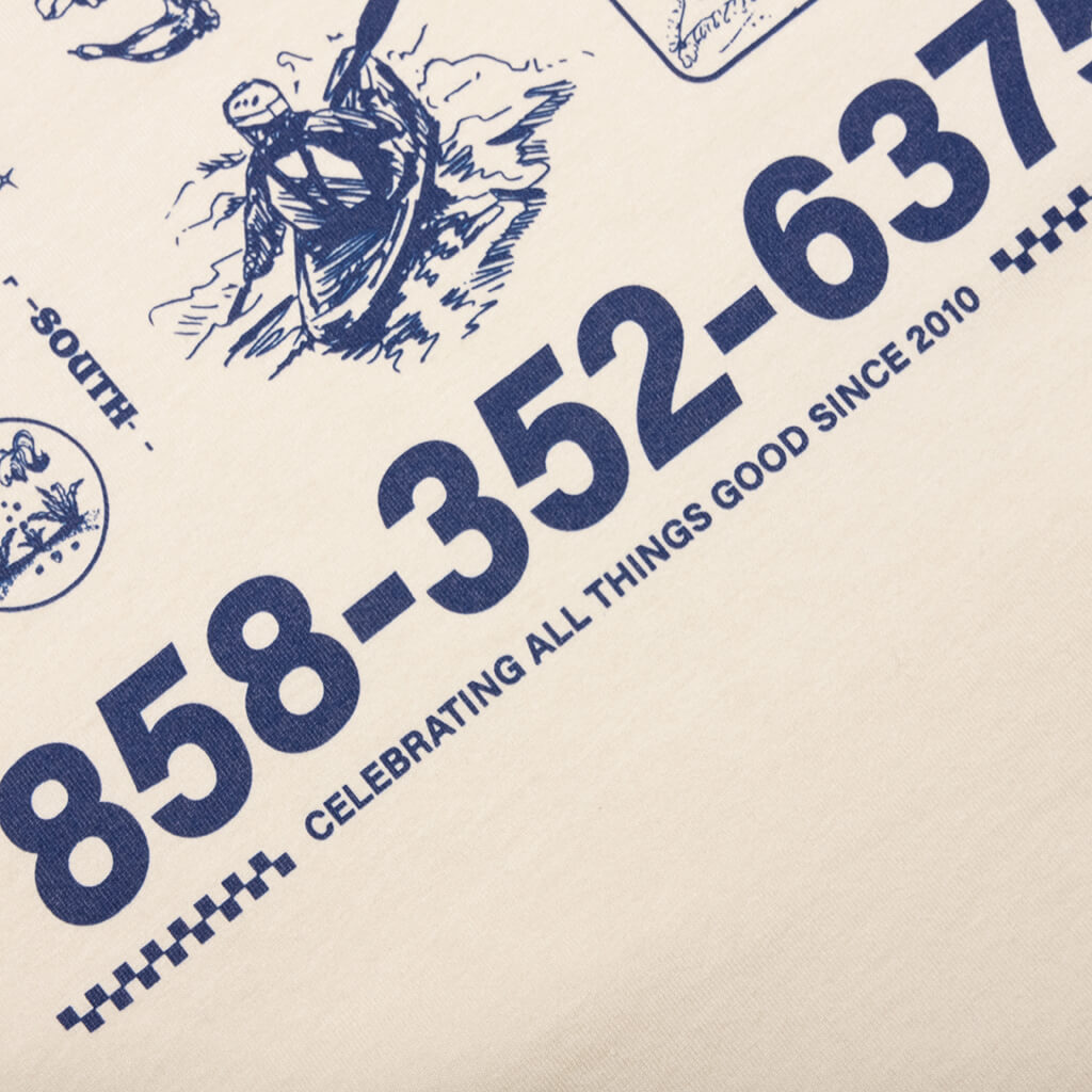 Coastal Tee - Oat Meal/Blue