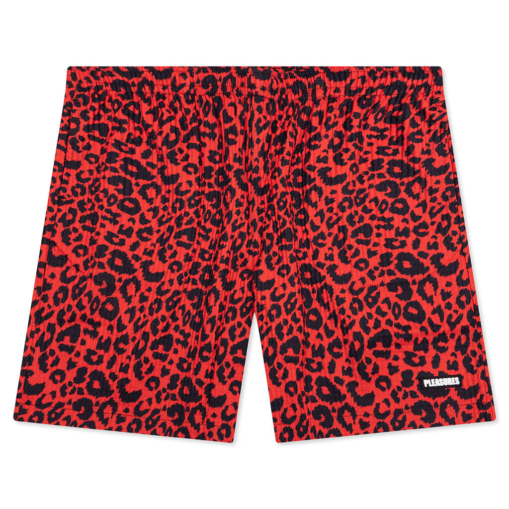 Leopard Active Shorts - Red