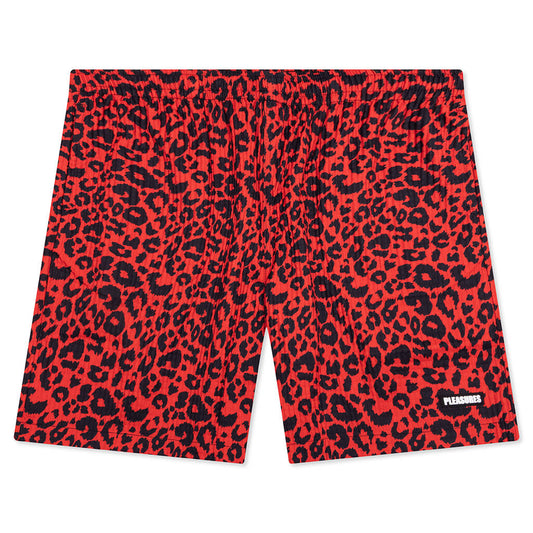 Leopard Active Shorts - Red