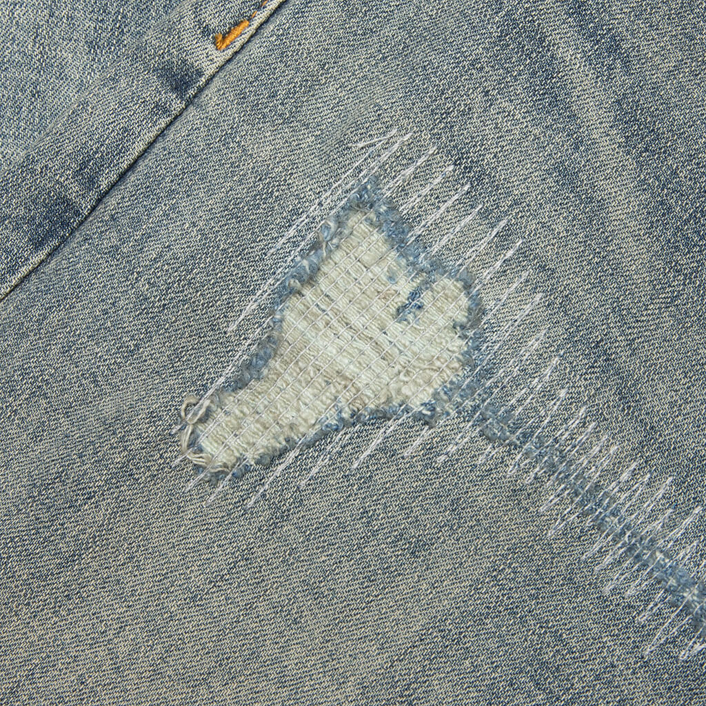 P001 Vintage Repair Denim Pants - Light Indigo