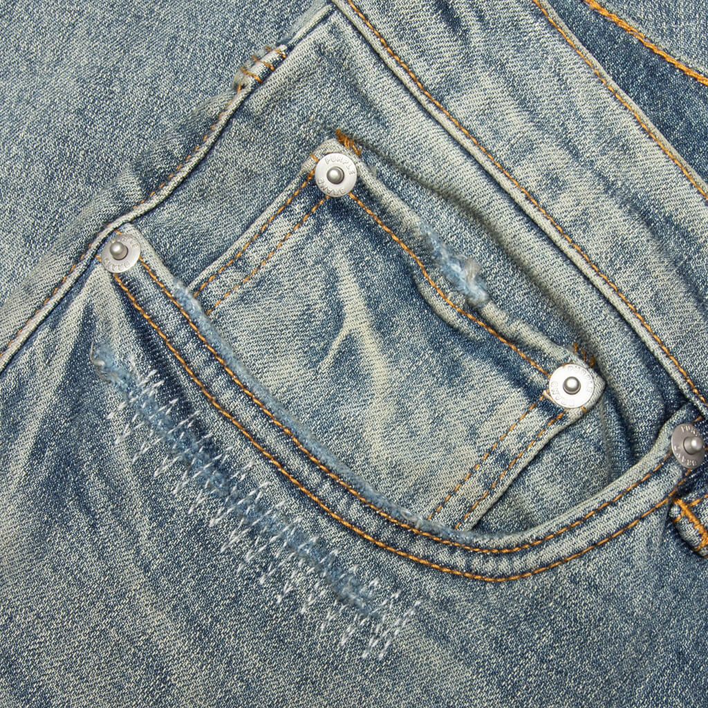P001 Vintage Repair Denim Pants - Light Indigo