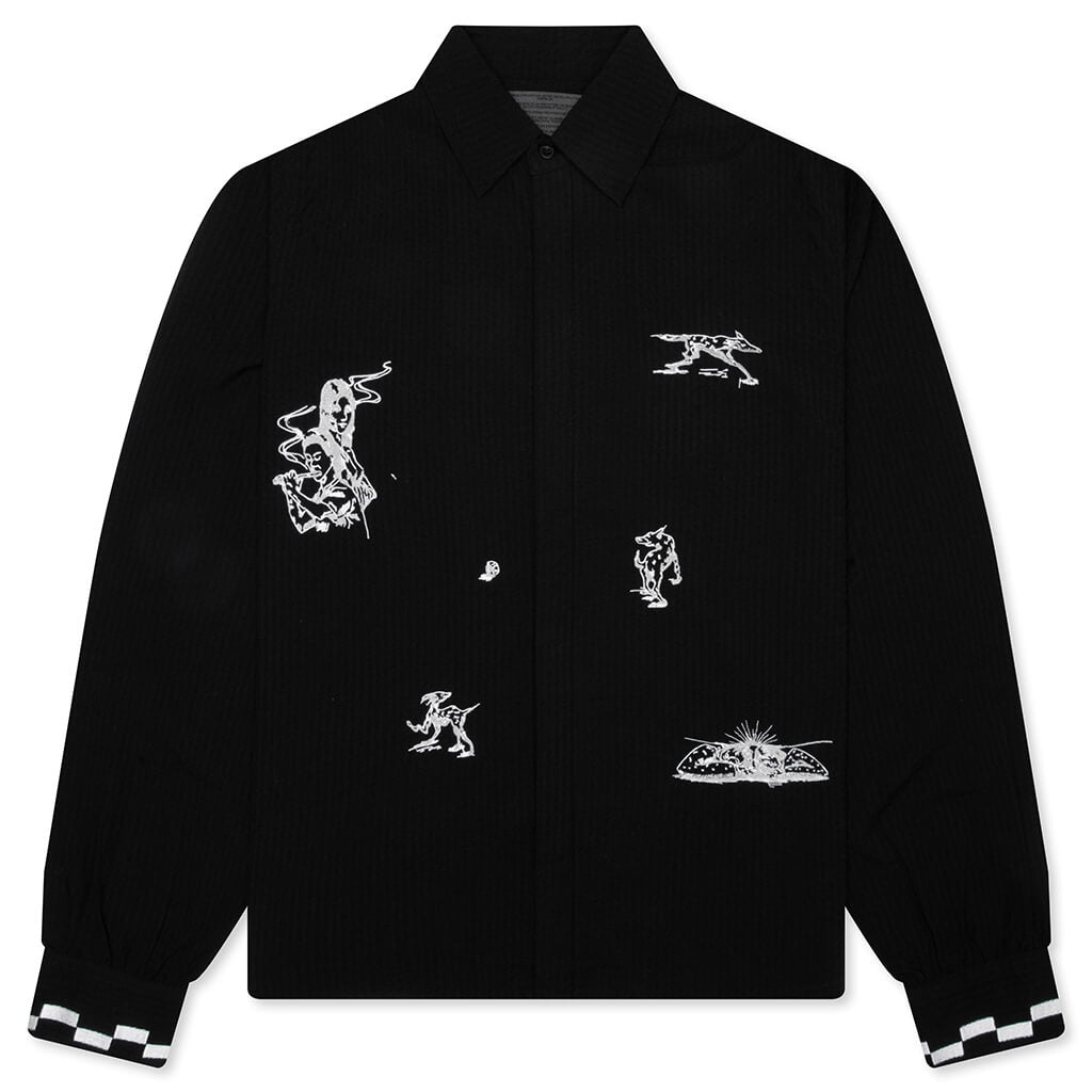 Live Life With Ease Button Up - Black