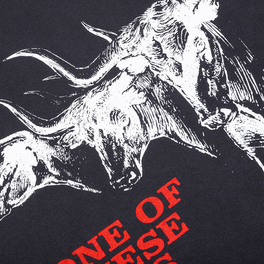 Long Horn Short Sleeve T-Shirt - Washed Black