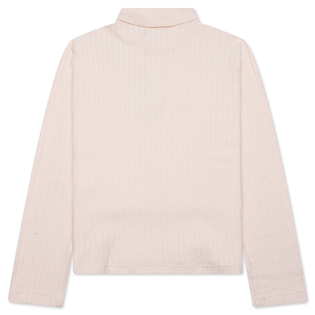 Long Sleeve Knit Polo - Bone