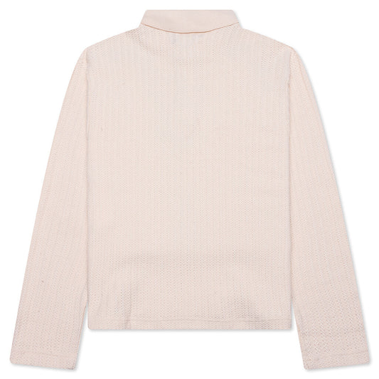Long Sleeve Knit Polo - Bone