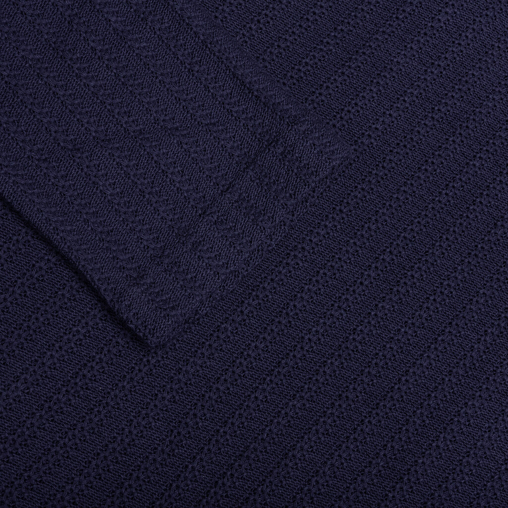 Long Sleeve Knit Polo - Navy