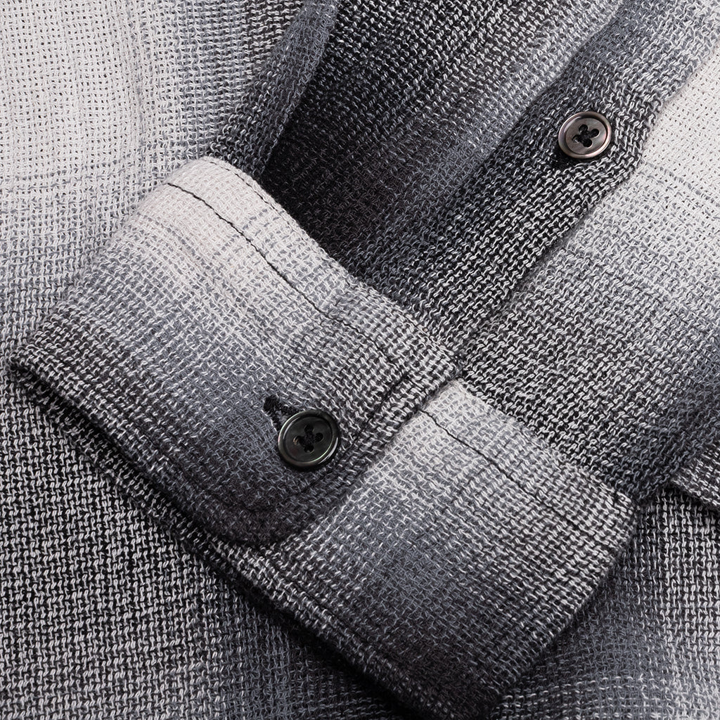 Loose Weave Plaid Shirt - Grey