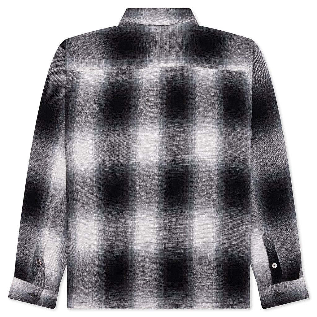 Loose Weave Plaid Shirt - Grey