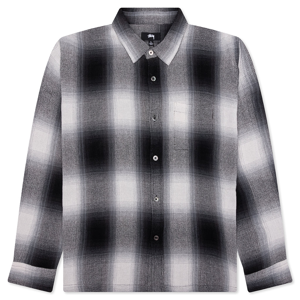 Loose Weave Plaid Shirt - Grey