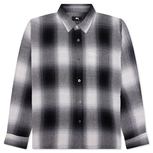 Loose Weave Plaid Shirt - Grey