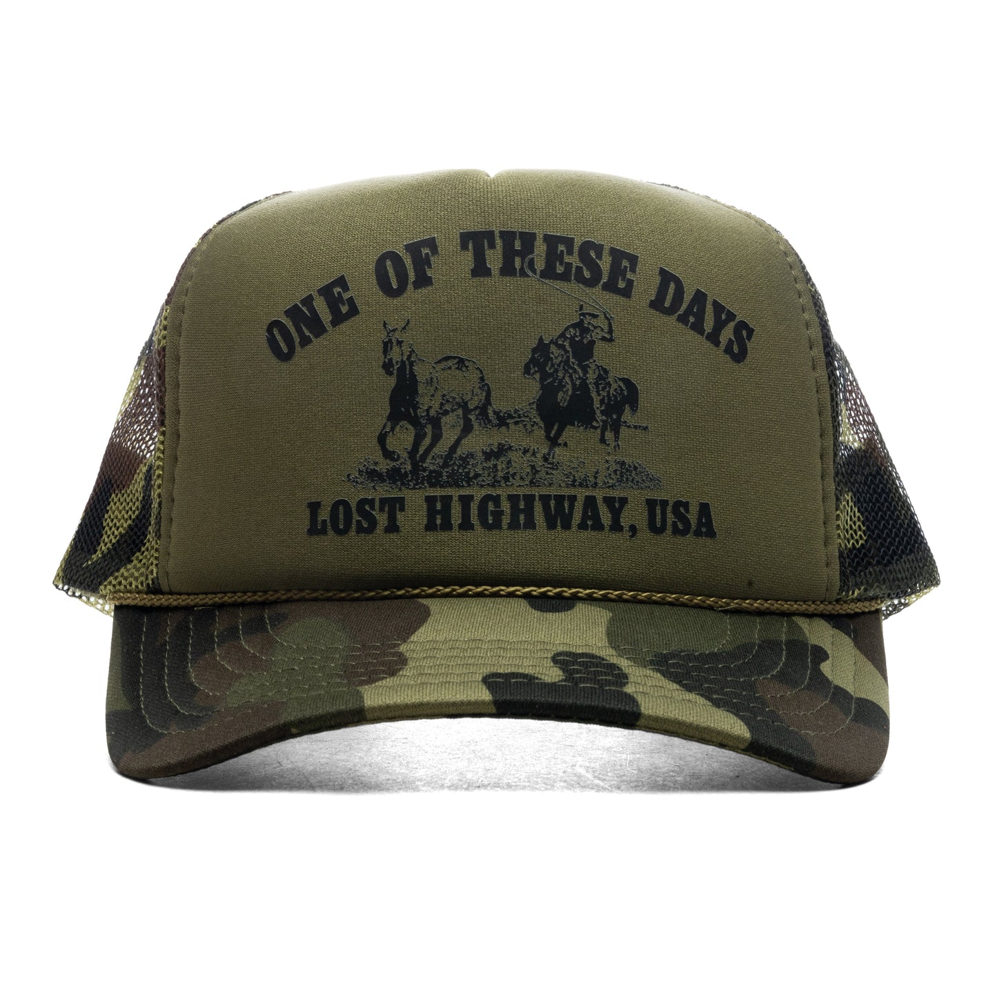 Lost Highway Foam Trucker Hat - Dark Green Camo