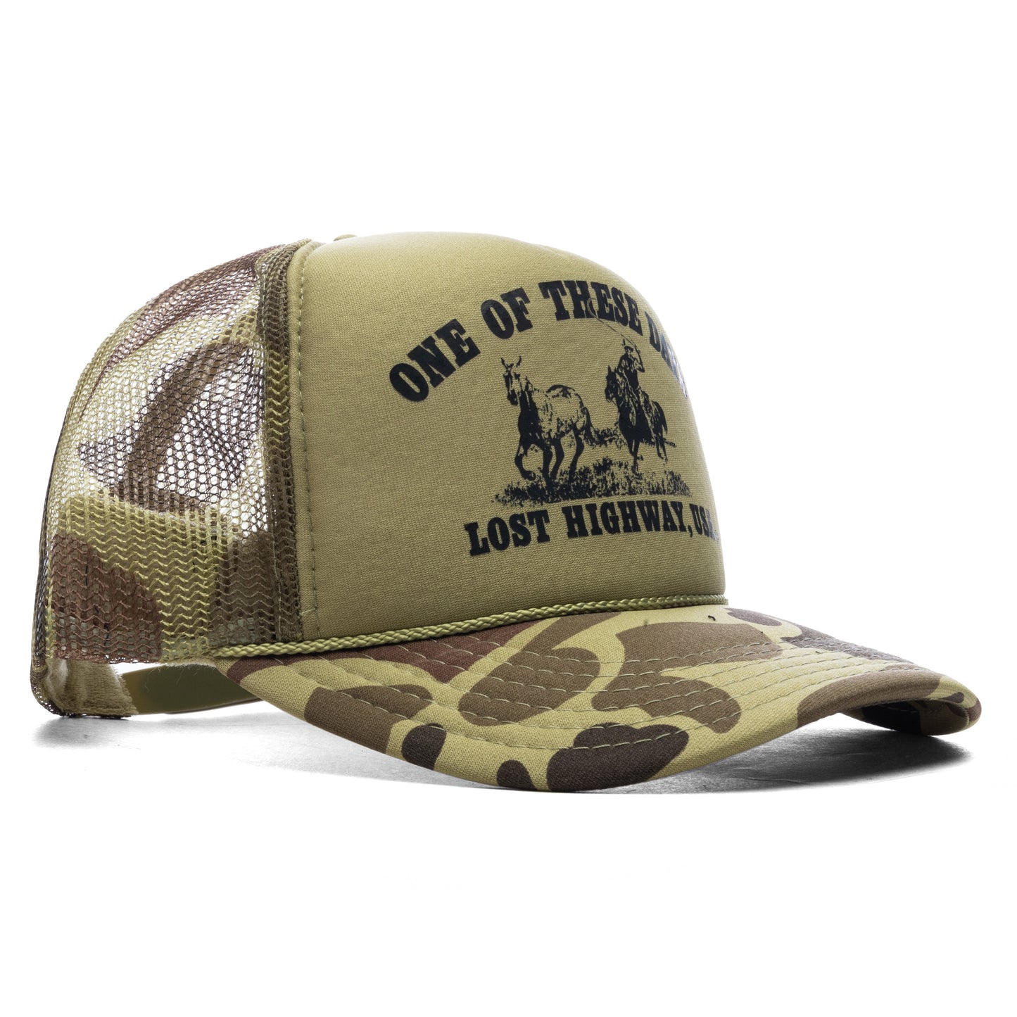 Lost Highway Foam Trucker Hat - Light Green Camo