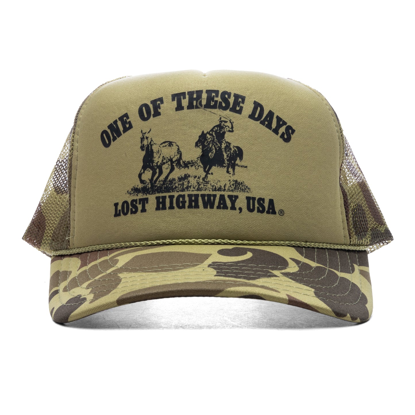 Lost Highway Foam Trucker Hat - Light Green Camo