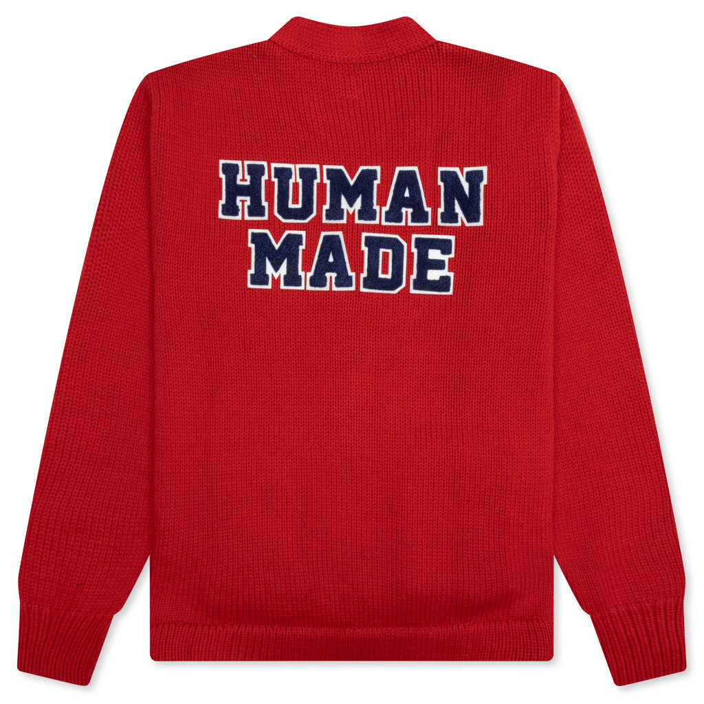 Low Gauge Knit Cardigan - Red