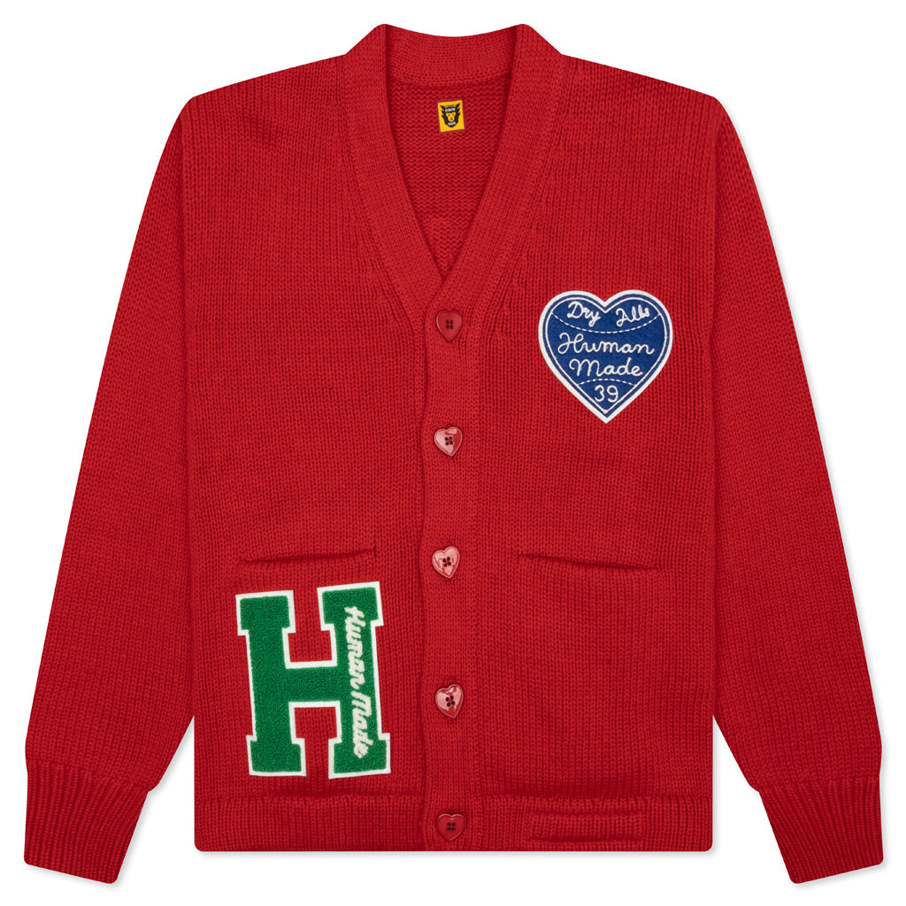 Low Gauge Knit Cardigan - Red