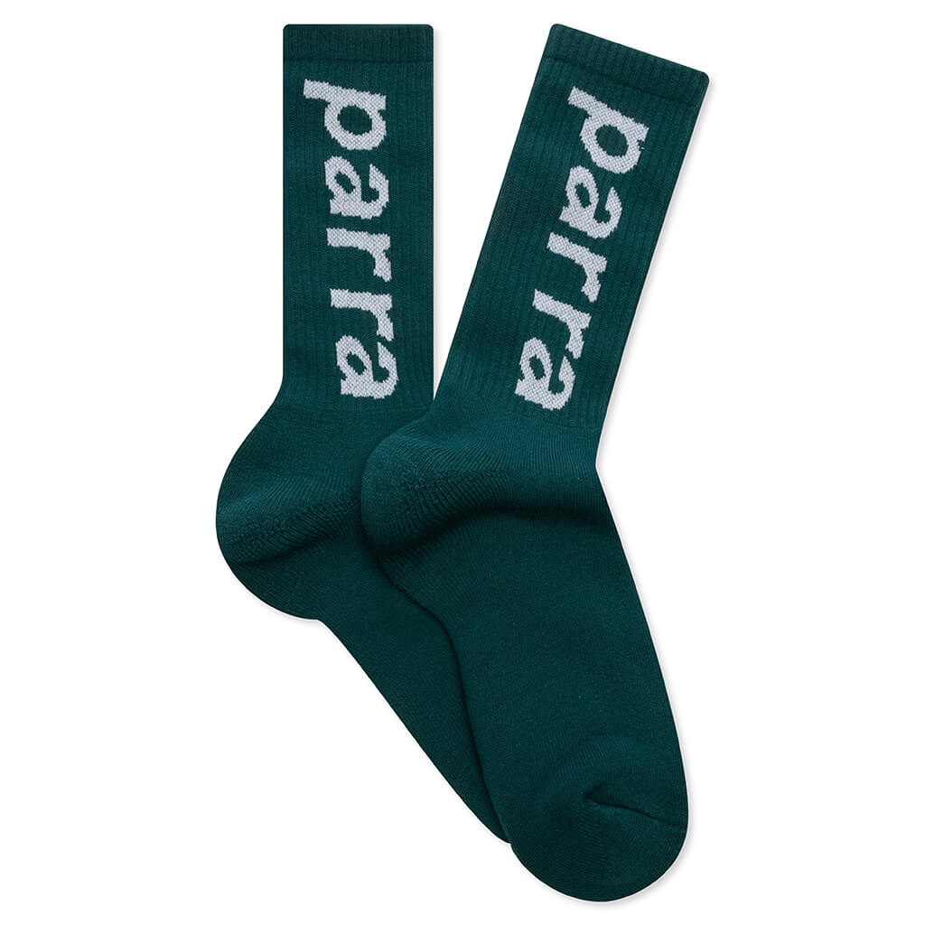 Lower Case Crew Socks - Pine Green