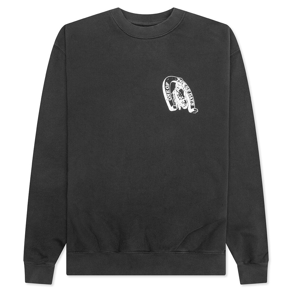 Lucky Number 73 Crewneck - Washed Black