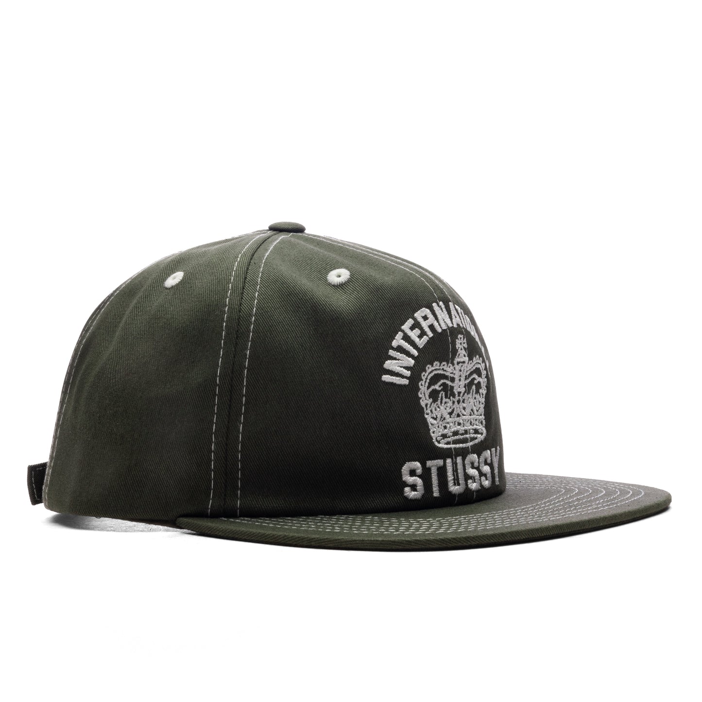 Mid International Crown Strapback Cap - Dark Olive