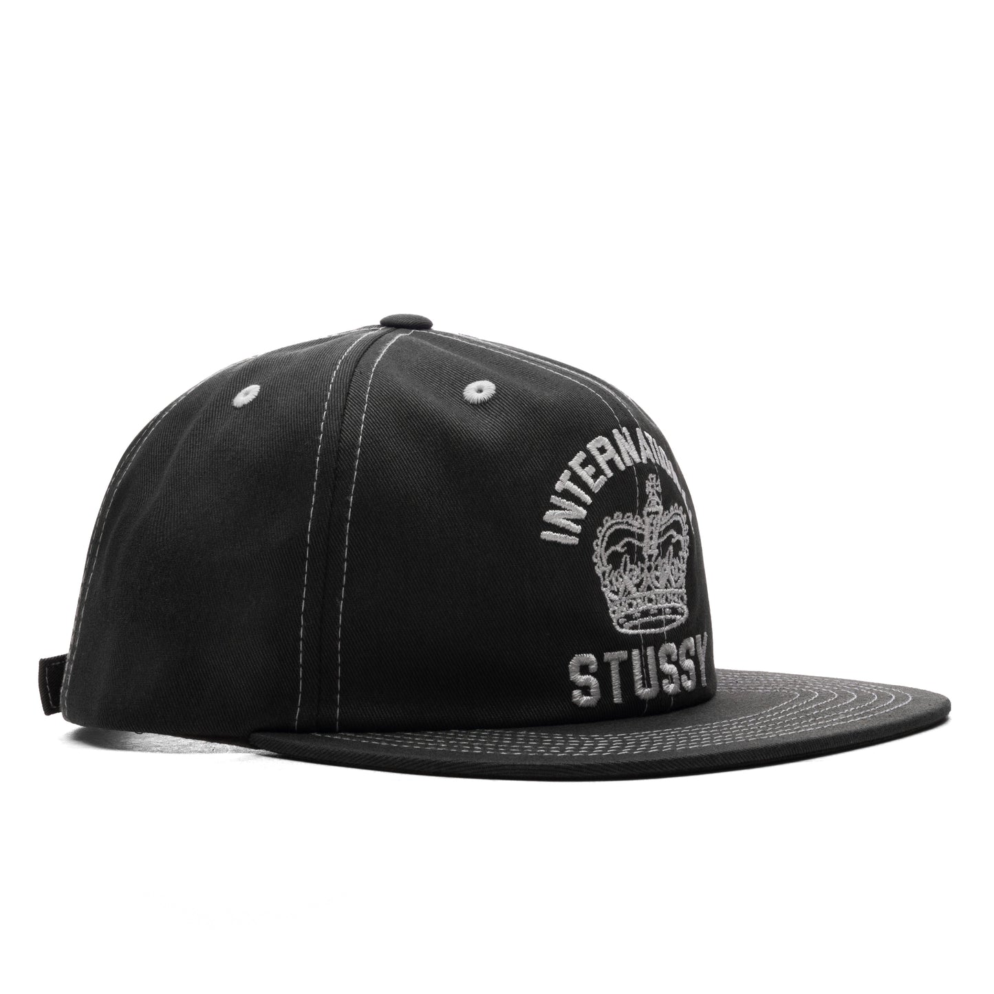 Mid International Crown Strapback Cap - Black