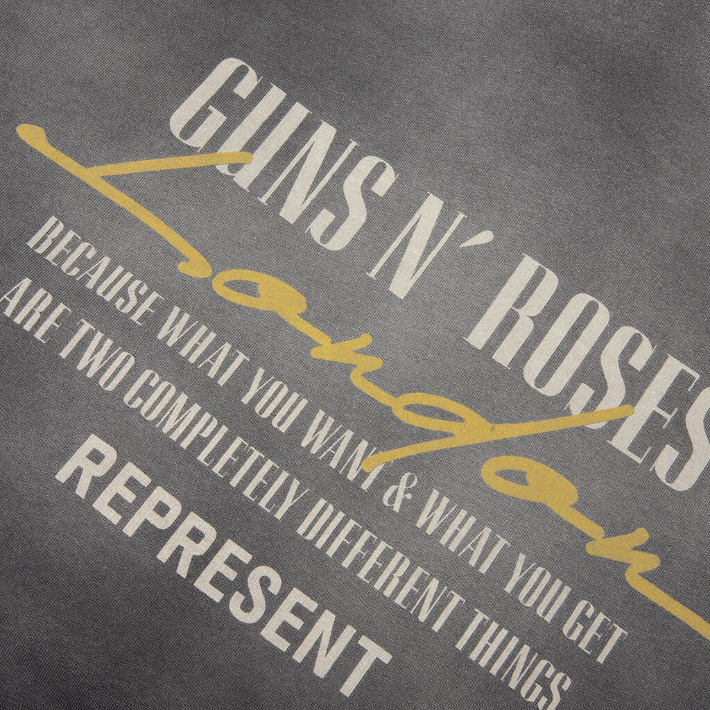 Represent x Guns N' Roses Cross Zip Through Hoodie - Stained Black