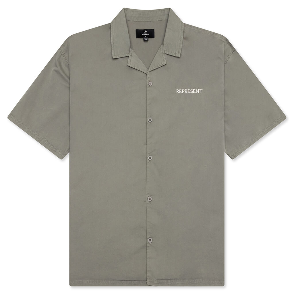 Script Camp Collar Shirt - Washed Khaki