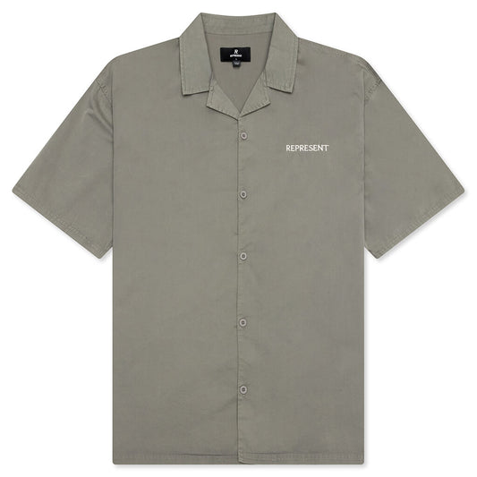 Script Camp Collar Shirt - Washed Khaki