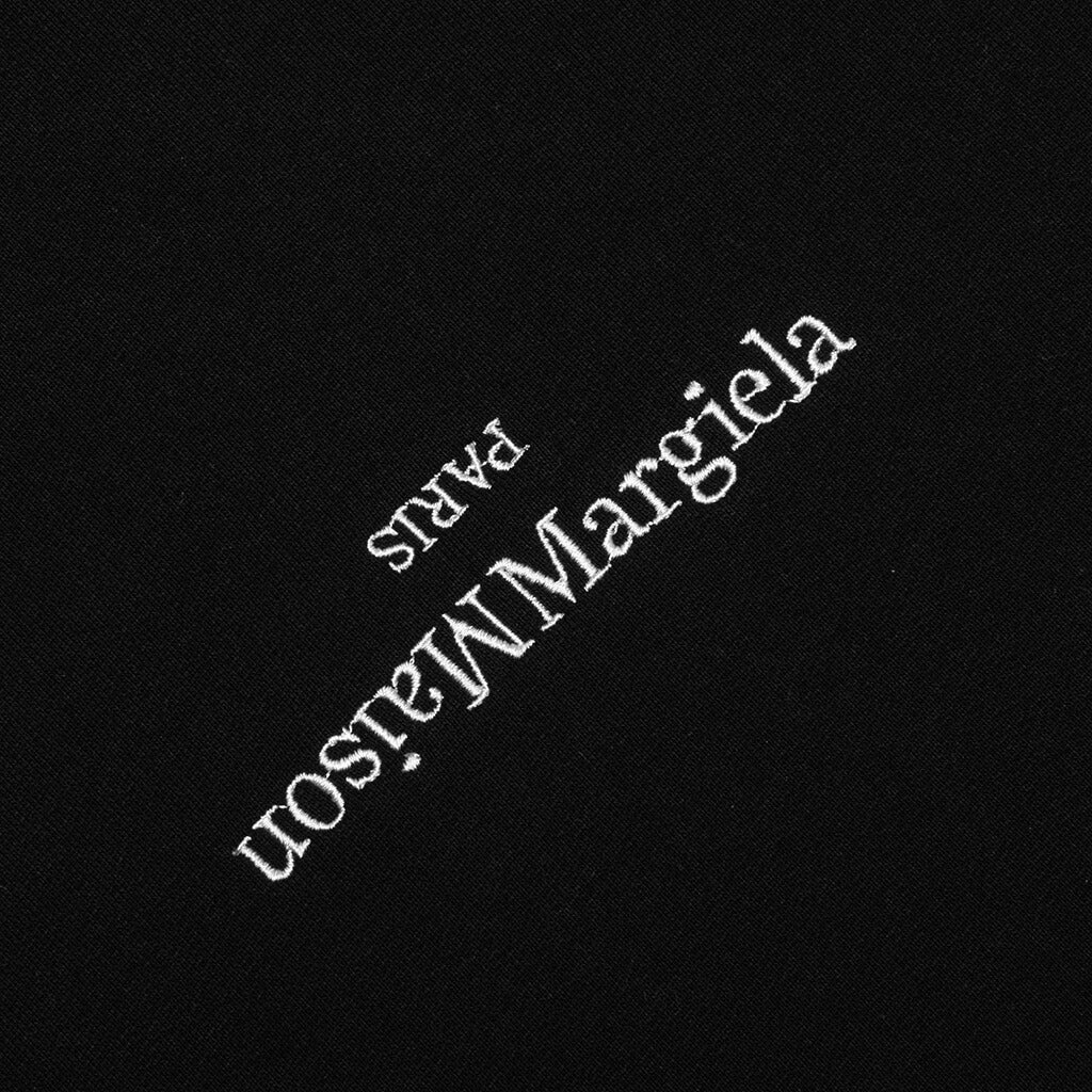 Upside Down Logo Hoodie - Black/White Embroidery