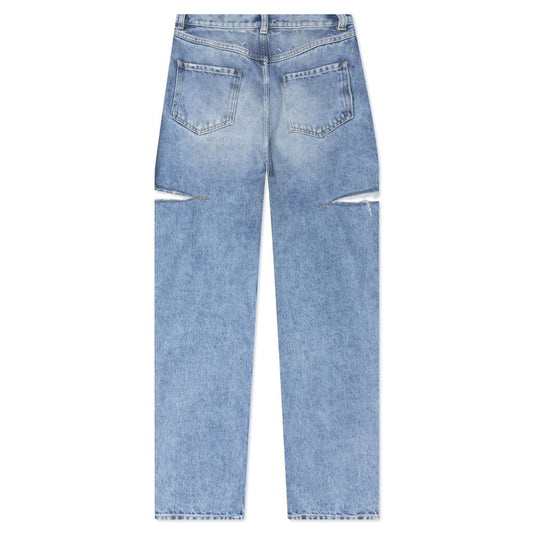 5 Pockets High Rise Baggy Cut Out Jeans - Blue