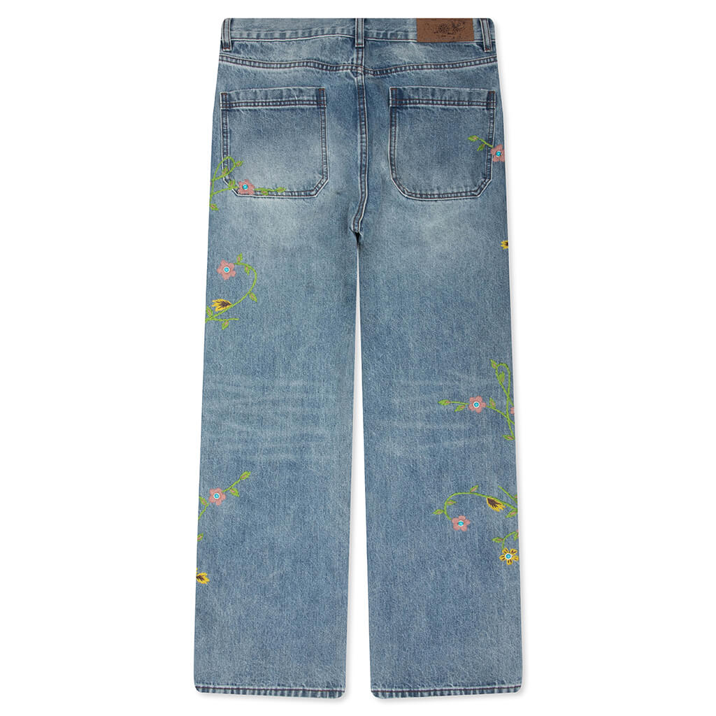 Majestic Floral Denim Pants - Blue