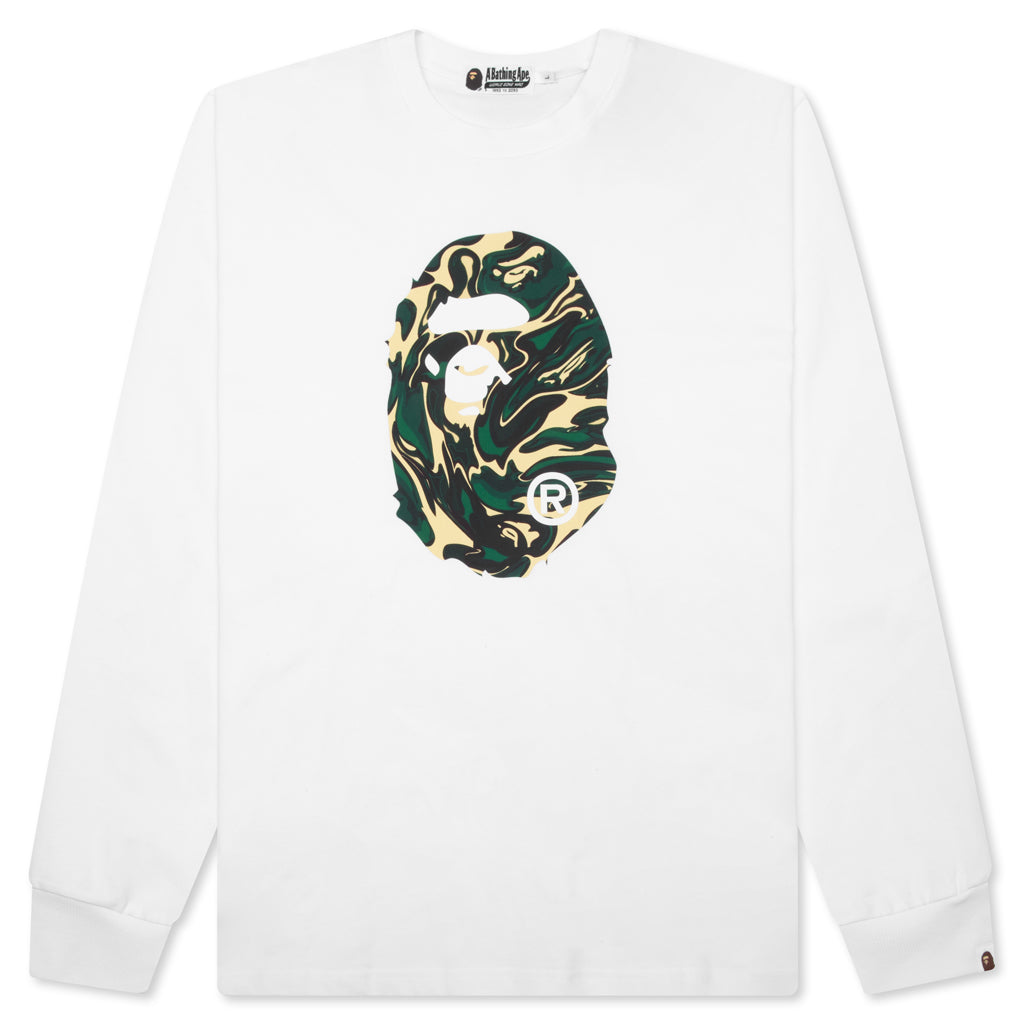 Marbling Camo Ape Head Relaxed Fit L/S Tee - White