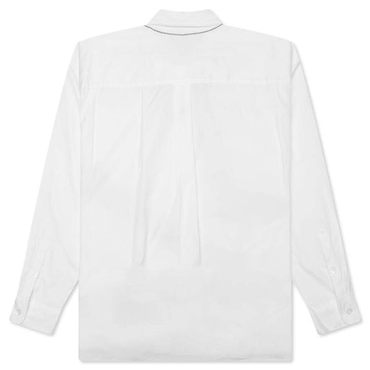 Medal & Cross Embroidery L/S Shirt - White