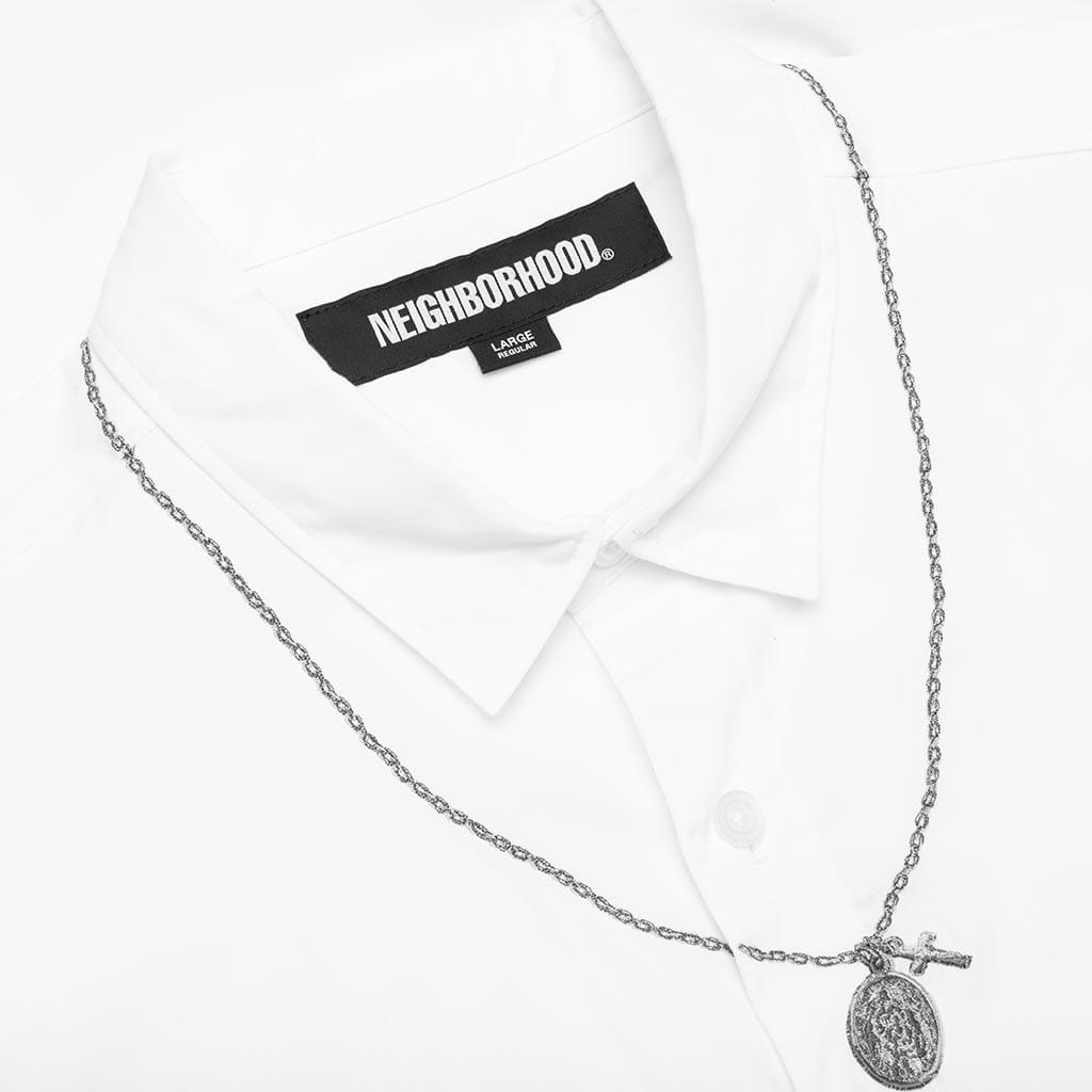 Medal & Cross Embroidery L/S Shirt - White