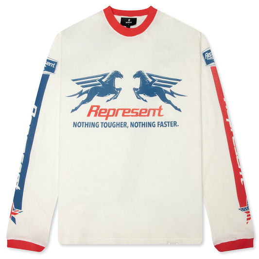 Mesh Pegasus Long Sleeve T-Shirt - Flat White